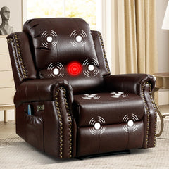 EBELLO Faux Leather Power Recliner Chair with Massage & Heat, Electric Reclining Chair