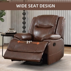 EBELLO Genuine Leather Manual Recliner Chair – Classic Reclining Sofa for Living Room