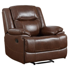EBELLO Genuine Leather Manual Recliner Chair – Classic Reclining Sofa for Living Room