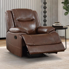 EBELLO Genuine Leather Manual Recliner Chair, Comfortable Reclining Sofa for Living Room