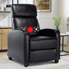 EBELLO Home Theater Recliner Chair with Massage, PU Leather Living Room Seating