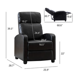 EBELLO Home Theater Recliner Chair with Massage, PU Leather Living Room Seating