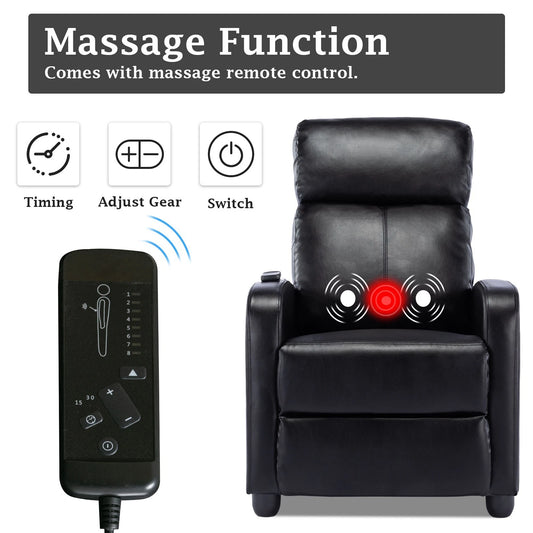 EBELLO Home Theater Recliner Chair with Massage, PU Leather Living Room Seating