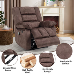 EBELLO Manual Recliner Chair with Heat & Massage, Soft Fabric Padded Single Sofa Chair