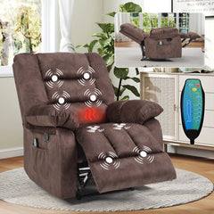 EBELLO Manual Recliner Chair with Heat & Massage, Soft Fabric Padded Single Sofa Chair
