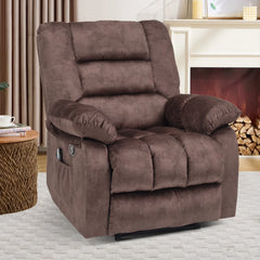 EBELLO Manual Recliner Chair with Heat & Massage, Soft Fabric Padded Single Sofa Chair