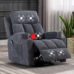 EBELLO Massage Recliner Chair with Heat, Soft Fabric Manual Recliner for Home Theater