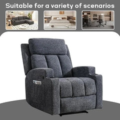EBELLO Massage Recliner Chair with Heat, Soft Fabric Manual Recliner for Home Theater