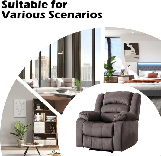EBELLO Oversized Power Recliner Chair – Soft Fabric Electric Reclining Sofa, Brown