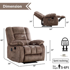 EBELLO Overstuffed Massage Recliner Chair with Heat & Massage for Living Room