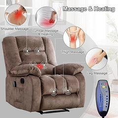 EBELLO Overstuffed Massage Recliner Chair with Heat & Massage for Living Room