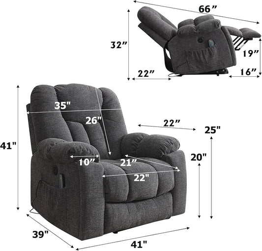 EBELLO Power Lift Recliner Chair with Massage & Heat, USB Ports & Cup Holders