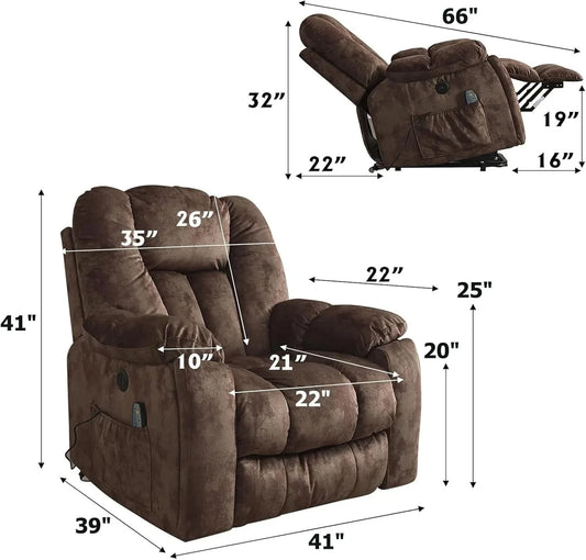 EBELLO Power Lift Recliner Chair with Massage & Heat, USB Ports for Elderly
