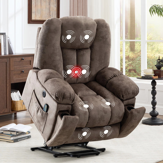 EBELLO Power Lift Recliner Chair with Massage & Heat, Wide Overstuffed Electric Recliner