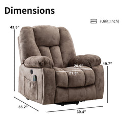 EBELLO Power Lift Recliner Chair with Massage & Heat, Wide Overstuffed Electric Recliner