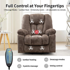 EBELLO Power Lift Recliner Chair with Massage & Heat, Wide Overstuffed Electric Recliner