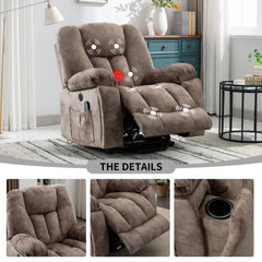 EBELLO Power Lift Recliner Chair with Massage & Heat, Wide Overstuffed Electric Recliner
