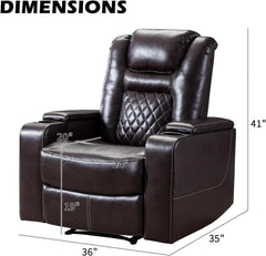 EBELLO Power Recliner Chair, Faux Leather Reclining Chair with USB Ports, Cup Holders & Storage