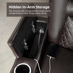 EBELLO Power Recliner Chair, Faux Leather Reclining Chair with USB Ports, Cup Holders & Storage