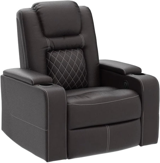 EBELLO Power Recliner Chair, Faux Leather Reclining Chair with USB Ports, Cup Holders & Storage