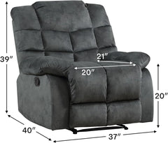 EBELLO Soft Fabric Manual Recliner Chair – Overstuffed Backrest & Armrests