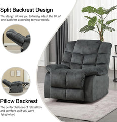 EBELLO Soft Fabric Manual Recliner Chair – Overstuffed Backrest & Armrests