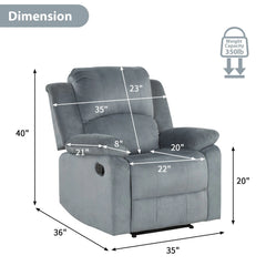 EBELLO Soft Fabric Manual Recliner Chair, Overstuffed Single Sofa Lounge Chair