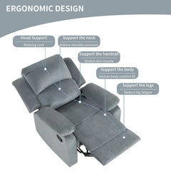 EBELLO Soft Fabric Manual Recliner Chair, Overstuffed Single Sofa Lounge Chair