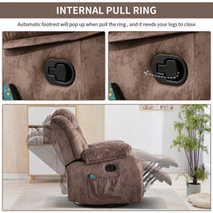 EBELLO Swivel Rocker Recliner Chair with Massage & Heat, Manual Reclining Chair with Vibration