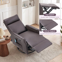 EBELLO Swivel Rocker Recliner Chair with Massage & Heat, PU Leather Manual Recliner