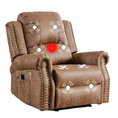 EBELLO Faux Leather Power Recliner Chair with Massage & Heat, Electric Reclining Chair