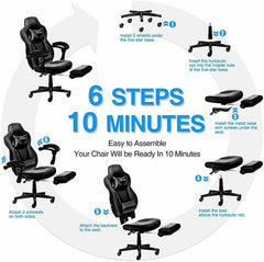 ELECWISH Ergonomic Gaming Chair with Footrest – Reclining Office Chair with Lumbar Support