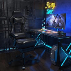 ELECWISH Ergonomic Gaming Chair with Footrest – Reclining Office Chair with Lumbar Support