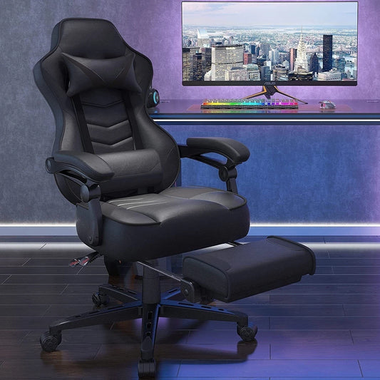 ELECWISH Ergonomic Gaming Chair with Footrest – Reclining Office Chair with Lumbar Support