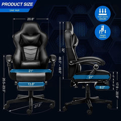 ELECWISH Ergonomic Gaming Chair with Footrest – Reclining Office Chair with Lumbar Support