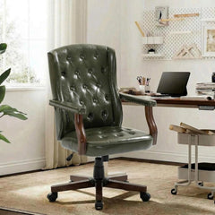Ergonomic Faux Leather Executive Office Chair – Swivel Home Office Desk Chair