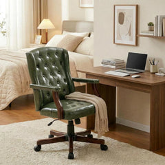 Ergonomic Faux Leather Executive Office Chair – Swivel Home Office Desk Chair