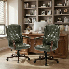 Ergonomic Faux Leather Executive Office Chair – Swivel Home Office Desk Chair