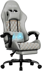 Ergonomic Gaming Chair with Footrest & Lumbar Massager – Reclining Gamer Computer Chair