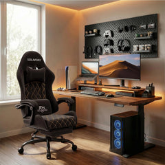 Ergonomic Gaming Chair with Footrest & Lumbar Massager – Reclining Gamer Computer Chair