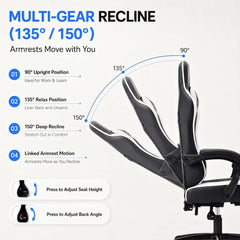 Ergonomic Gaming Office Chair with Footrest – High Back Computer Desk Chair