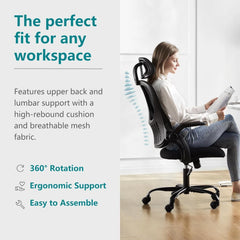 Ergonomic High-Back Mesh Office Chair – Rolling Computer Desk & Work Task Chair