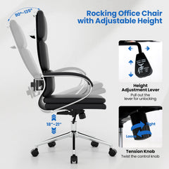 Ergonomic Leather Executive Office Chair – Adjustable Lumbar Support Desk Chair