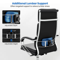 Ergonomic Leather Executive Office Chair – Adjustable Lumbar Support Desk Chair