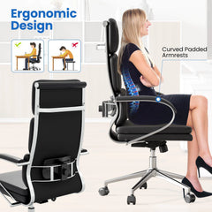 Ergonomic Leather Executive Office Chair – Adjustable Lumbar Support Desk Chair