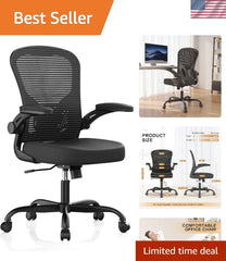 Ergonomic Mesh Office Chair – 360° Swivel Desk Chair with Space-Saving Design