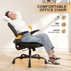 Ergonomic Mesh Office Chair – 360° Swivel Desk Chair with Space-Saving Design