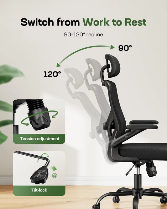Ergonomic Mesh Office Chair – High Back Desk Chair with Adjustable Lumbar Support