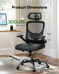 Ergonomic Mesh Office Chair – High Back Desk Chair with Adjustable Lumbar Support