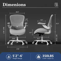 Ergonomic Office Chair with Flip-Up Armrests – 350 lb Swivel Desk & Computer Chair
